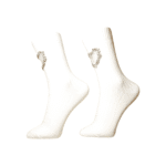 جوراب بوژ|طرح قلب نگین دار سفید