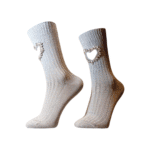 جوراب بوژ|طرح قلب نگین دار طوسی - تصویر 2