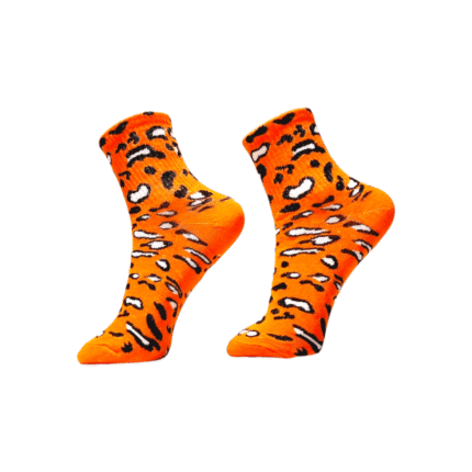جوراب بوژ | طرح پلنگی نارنجی
